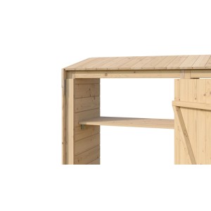 Detailansicht des naturbelassenen Weka Brennholzregals Killarney 250 cm aus Holz.
