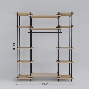 Ar Shelving Deco Set Garderobe, 185x151x35 cm, mit Regalböden und Kleiderstange.