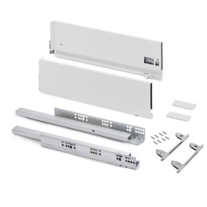 Emuca Aussenschublade Vertex mit 3D Regelung Höhe 178 mm 40 kg Tiefe 450 mm Stahl Weiß Lackiert