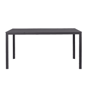 Anthrazitfarbener Gartentisch Yes Sarita (156x78 cm) mit Holzoptik-Tischplatte.
