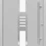 Graue Haustür Thermospace Köln Prime mit Edelstahlgriff und Glaseinsatz