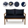 Marineblaues Bankkissen-Set für 2-Sitzer Gartenbank, 110x50 cm + 2 Rückenkissen.