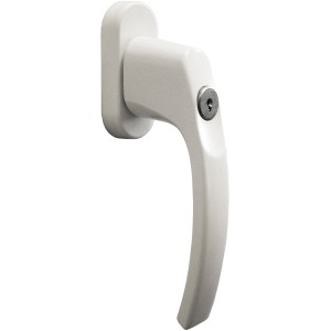 Weißer, abschließbarer Alpertec Fenstergriff, 3er Set für erhöhte Fenstersicherheit.