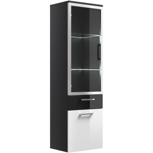 Posseik Bad-Hochschrank Rima, anthrazit/weiß, 40 cm breit, mit Glastüren und zwei Einlegeböden.