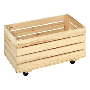 OBI Holz-Rollkiste aus Nadelholz, Aufbewahrungsbox mit Rollen für einfachen Transport.