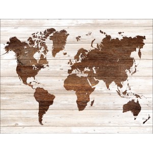 Kunstleinwand Worldmap on Wood 57 cm x 77 cm x 2 cm