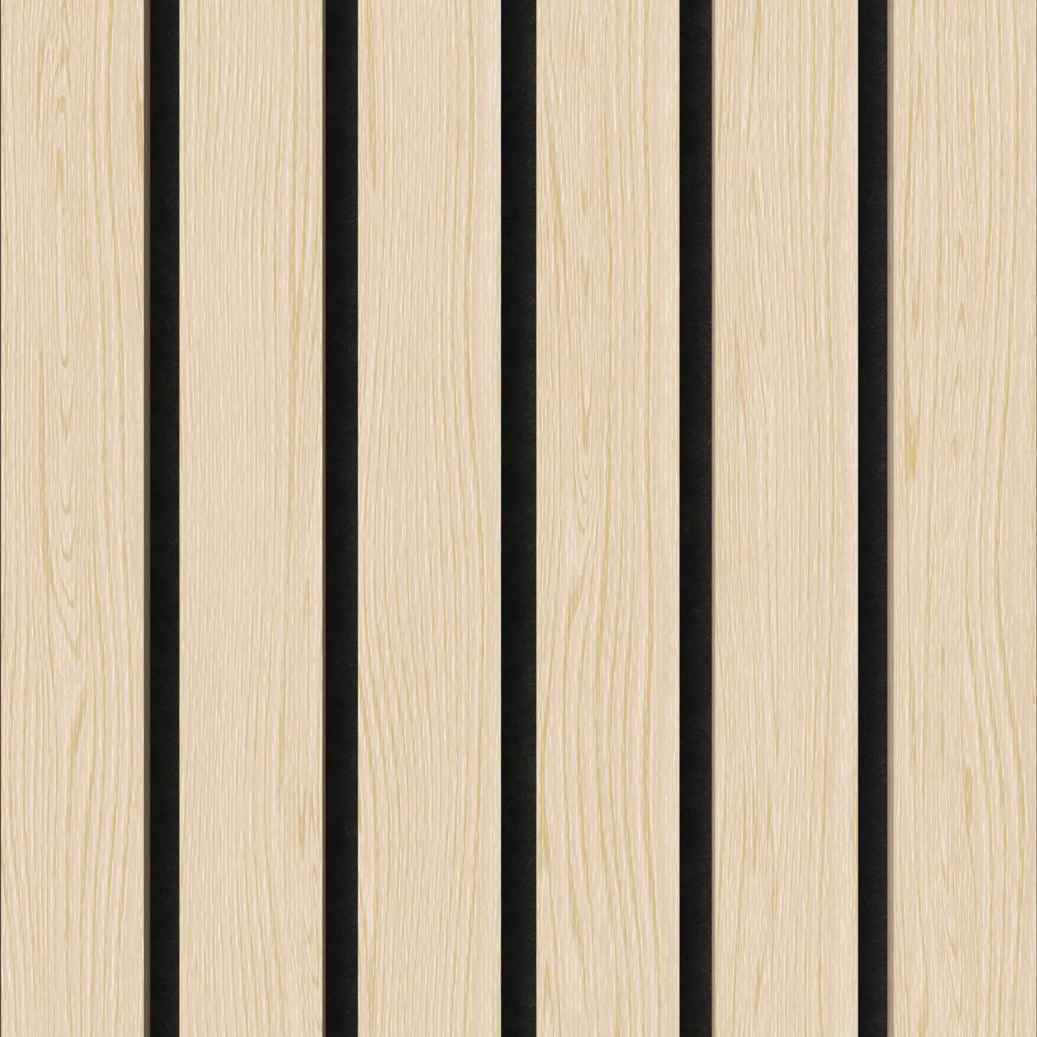 Akustikpaneel Eiche Weiß, brandhemmend, mit schwarzem Filz. Wandpaneel für bessere Raumakustik.