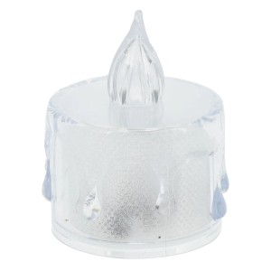 Weiße LED-Kerze aus Polypropylen mit realistischer Flamme und Wachstropfen für stimmungsvolle Weihnachtsdeko.