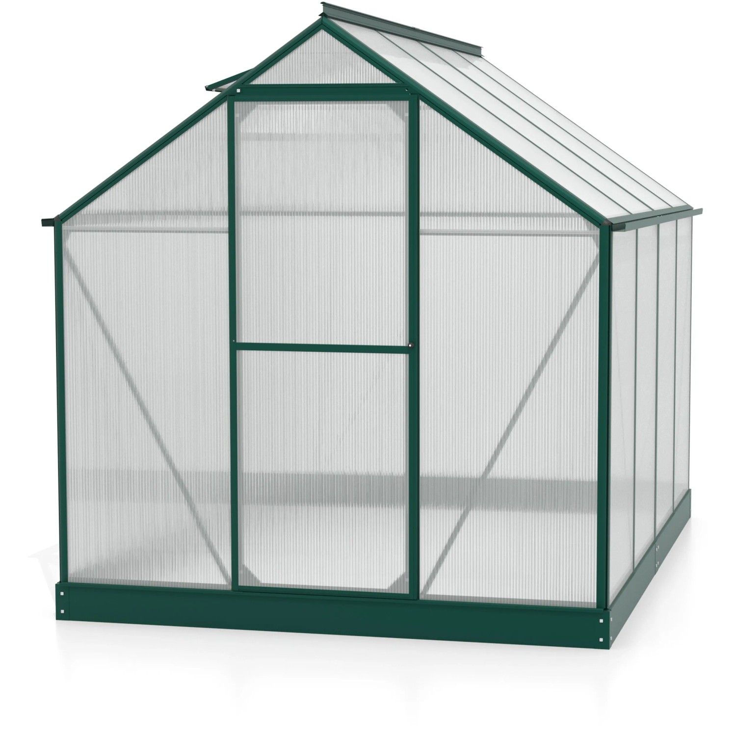Dunkelgrünes Gewächshaus Triton 5000 mit Fundament, 4 mm Hohlkammerplatten.