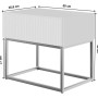 Selsey Nachttisch Veldio, greige, mit Rillenfront und schwarzem Metallgestell. Maße: 50x35,6x44 cm.