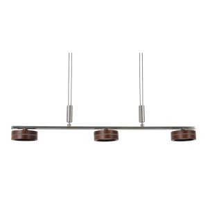 Näve LED-Pendelleuchte Triberg, 3-flammig, Edelstahl und Holzoptik.