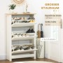 Weißer HOMCOM Schuhschrank mit 3 Klappen, heller Holzplatte. Geräumige Schuhkommode für bis zu 18 Paar Schuhe.