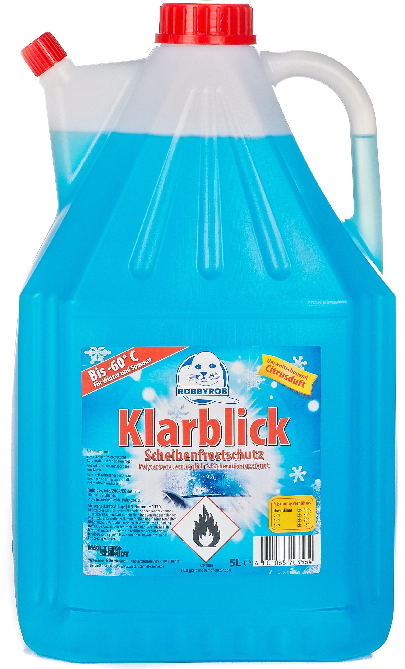 Klarblick Scheibenfrostschutz-Konzentrat bis -60 °C 5 l Schnabelkanne