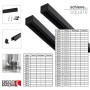 Schwarze, 1-läufige Gardinenschiene Square nach Maß mit Befestigungsmaterial für Deckenmontage.