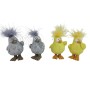 Boltze Figur Bertie, 4-fach sortiert, Huhn Deko in Grau und Gelb, 7,5cm.