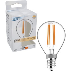LED-Filament Leuchtmittel E14 Globe G45, 4,5W, warmweiß, dimmbar.