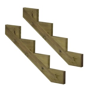2er Set Treppenwangen aus KDI Holz für 4 Stufen, 68cm hoch. Robustes Zubehör für Gartentreppen und Außentreppen.