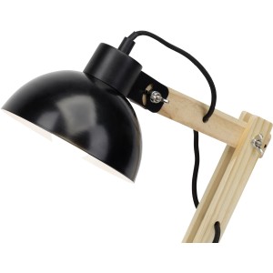 Schwarze Brilliant Tischlampe Moda E27 mit Holzgestell, 41,5 cm hoch.