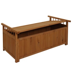 Holz Aufbewahrungstruhe/Auflagenbox, naturfarben, 53x108x60cm