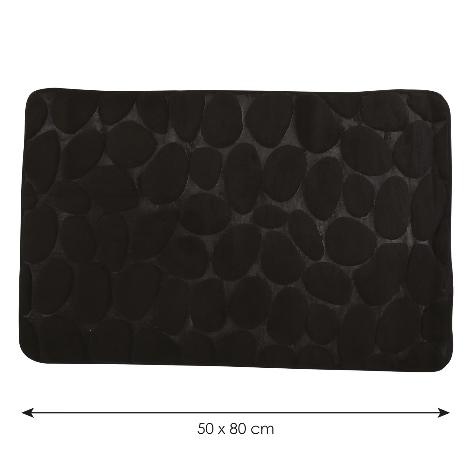 Schwarze MSV Badematte Kiesel 50x80 cm mit Kieselstein-Optik für das Badezimmer.