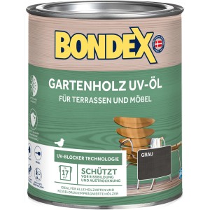 Dose Bondex UV-Öl Grau 750ml für Gartenholz, Terrassen und Möbel. Schützt vor Rissen und Austrocknung.