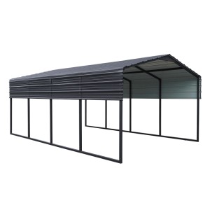 Westmann Carport Kopenhagen M, grau, aus Metall mit Satteldach. Stabiler Unterstand für ein Auto.