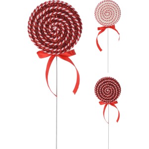 Koopmann Lolly Weihnachtsdeko Stecker, rot-weiß, 2-fach sortiert, mit Schleife.