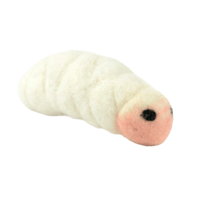 Weißes Hunter Katzenspielzeug Eddi Engerling aus Wolle, 10 cm, für Intelligenzspiele.