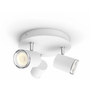 Weißer Philips Hue Adore LED Spot, 3-flammig, mit Dimmer für Badezimmer.