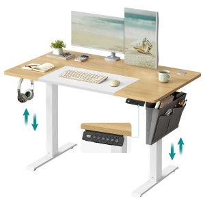 Songmics Schreibtisch Balok Höhenverstellbar 120 cm Eiche-Weiß