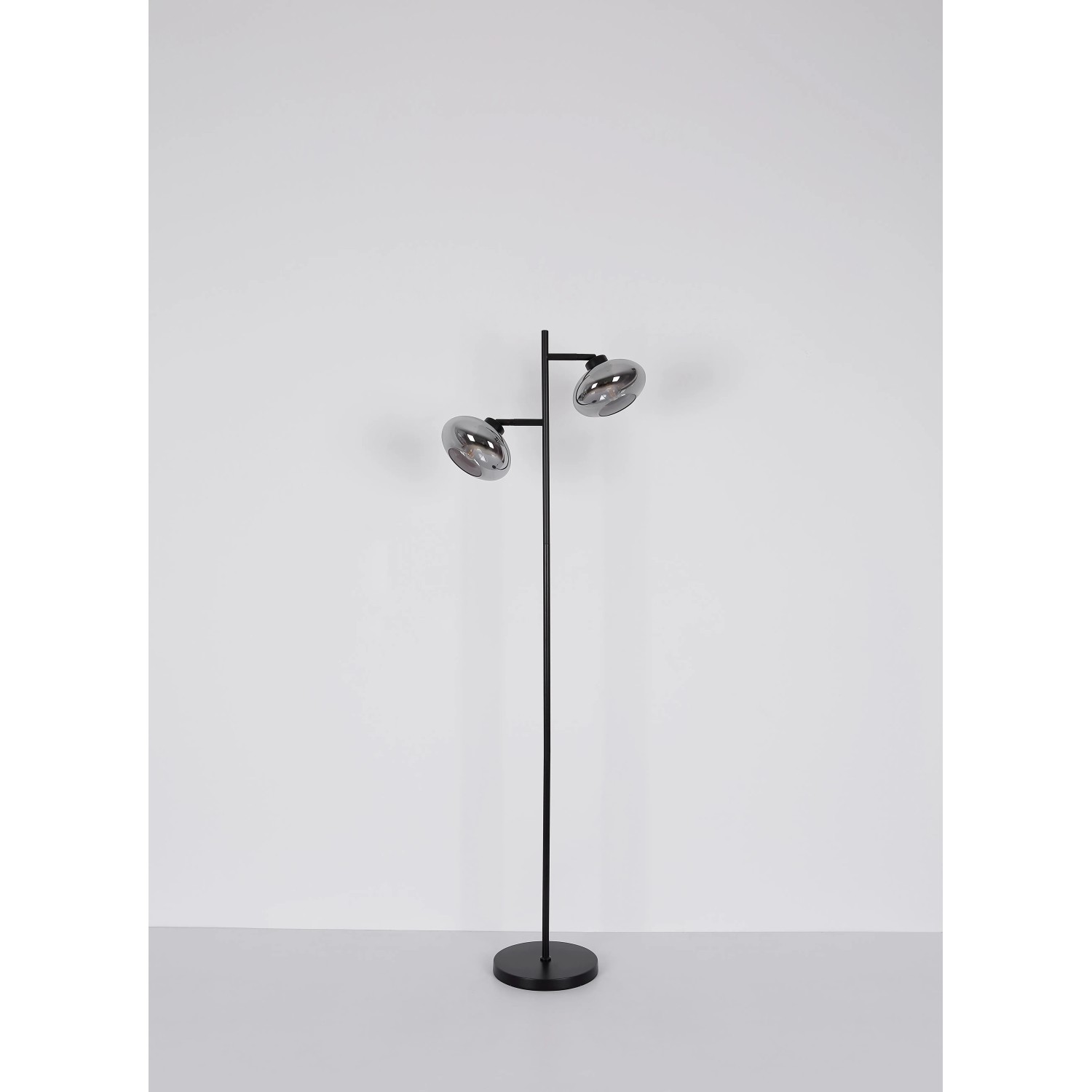 Globo Deckenleuchte Shaun, 3-flammig, schwarz matt mit rauchfarbenen Glasschirmen. Moderne Deckenlampe.