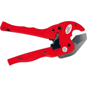 Rothenberger Kunststoffrohrschere Premium bis Ø 42 mm, rote Zange mit Stahlklinge.