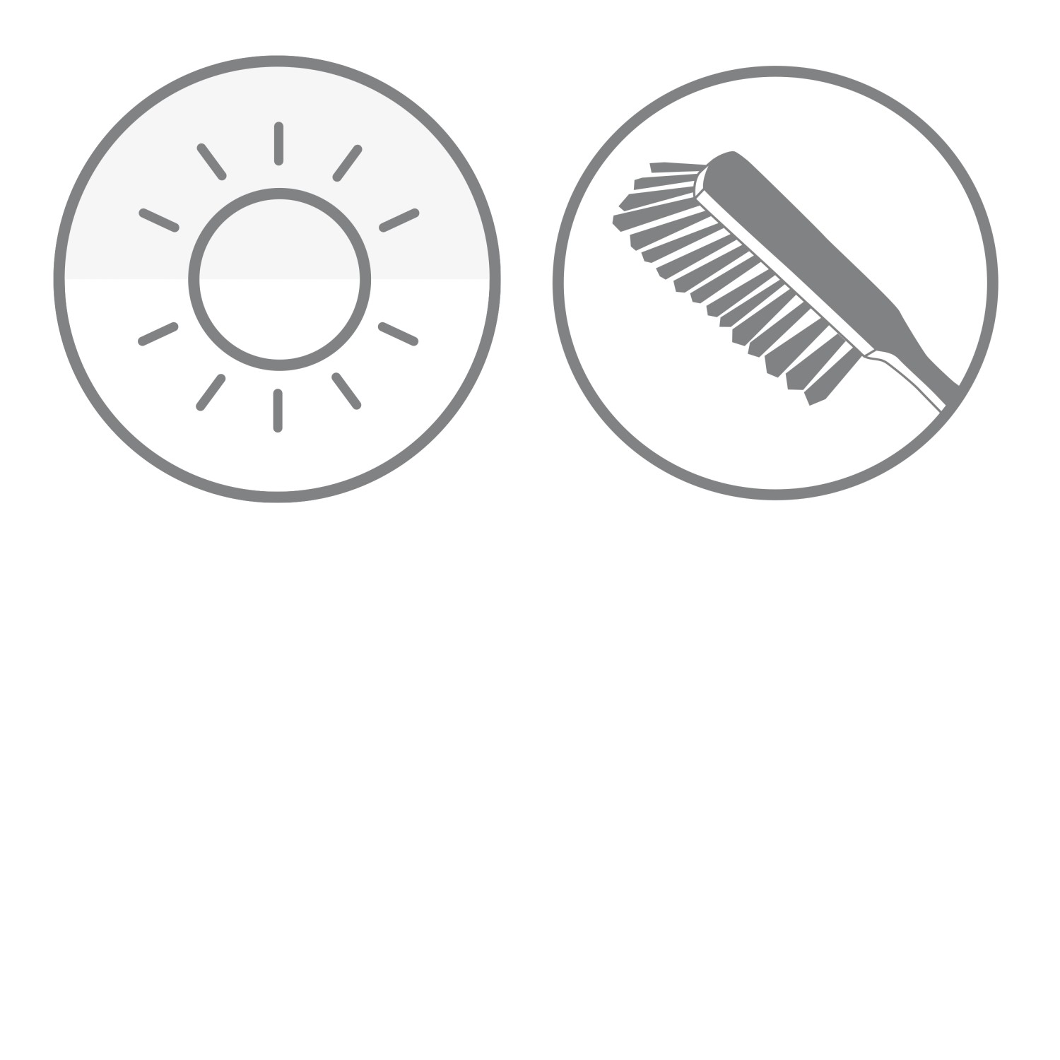 Symbol für Lichtregulierung und einfache Reinigung des Gardinia Doppelrollos.