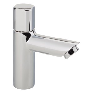 Verchromtes Kaltwasser-Standventil Makona für Waschbecken im Gäste-WC.