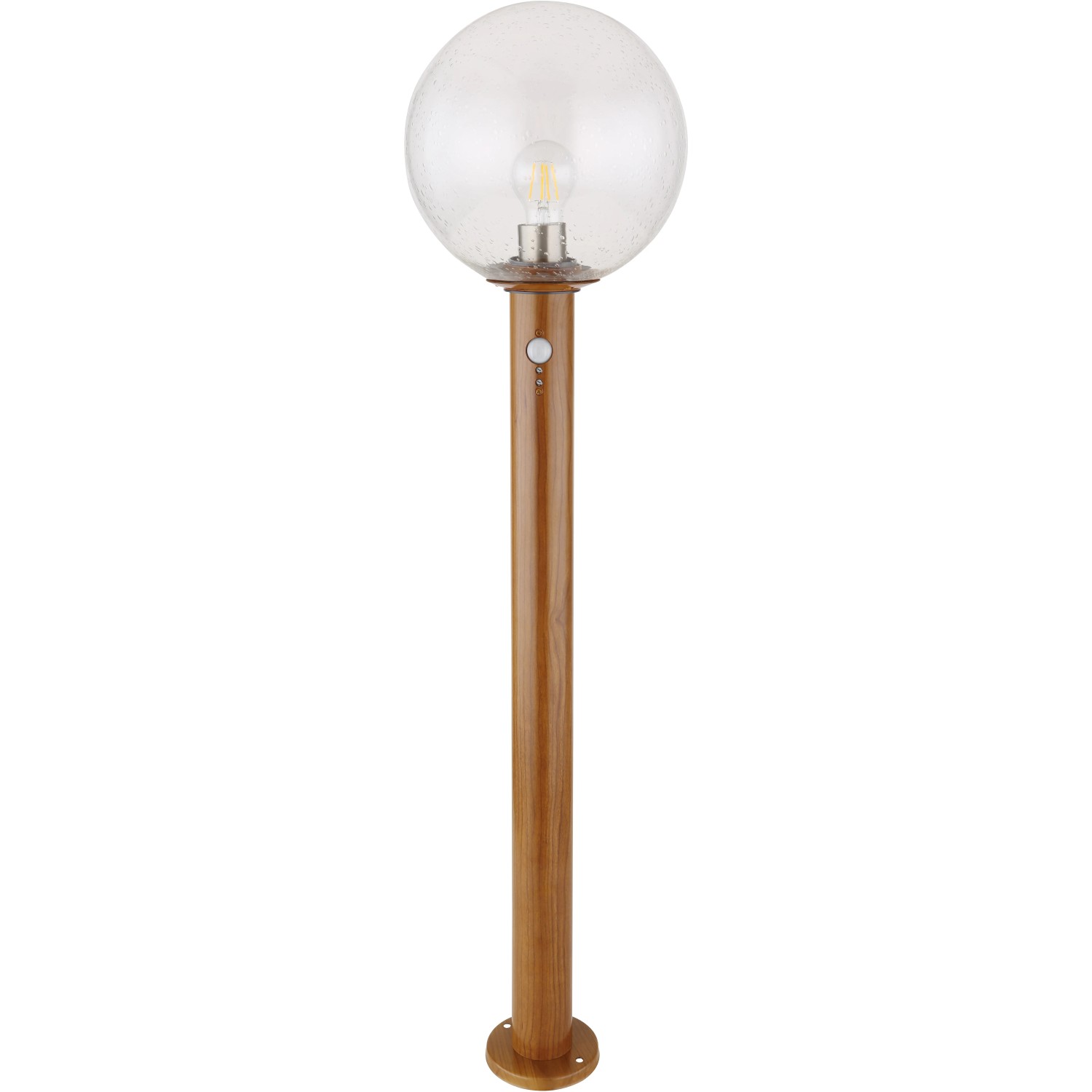 Globo Wegeleuchte Ossy mit Bewegungsmelder, Holzoptik, 100cm hoch.
