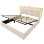 okwish Polsterbett 140x200cm mit LED Stauraum Jugendbett Beige ohne Matratze
