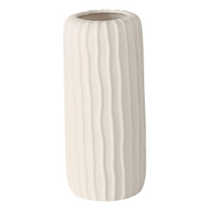 Weiße Boltze Vase Aquarel, Steingut, 26cm hoch, mit geriffelter Oberfläche.