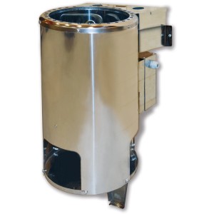 Weka Saunaofen 3,6 kW BioAktiv aus Edelstahl mit Steinkorb und Wandmontage.