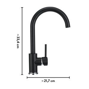 Schwarze baliv Küchenarmatur KI-1831, Einhebelmischer mit hohem, gebogenem Auslauf.