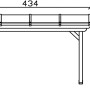 Technische Zeichnung einer Skan Holz Terrassenüberdachung Ancona, Maße 434 x 250 cm.
