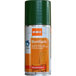 OBI Buntlack Spray, Laubgrün, hochglänzend, 150ml Dose.