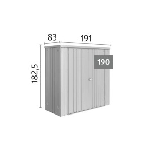 Biohort Geräteschrank 190 Quarzgrau-Metallic, 191x83x182,5 cm. Robuster Gartenschrank mit Doppeltür.