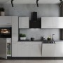 Moderne Respekta Küchenzeile Oliver 310 cm in Weiß mit Elektrogeräten und Arbeitsplatte in Granit Optik.