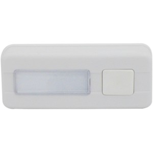 Weißer REV Kunststoff Klingeltaster mit Namensschild für Aufputz- und Unterputzmontage.