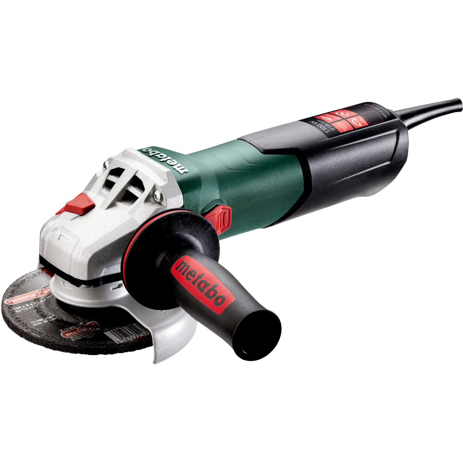 Metabo WEV 11-125 Quick Winkelschleifer mit Zusatzhandgriff und werkzeuglosem Scheibenwechsel.