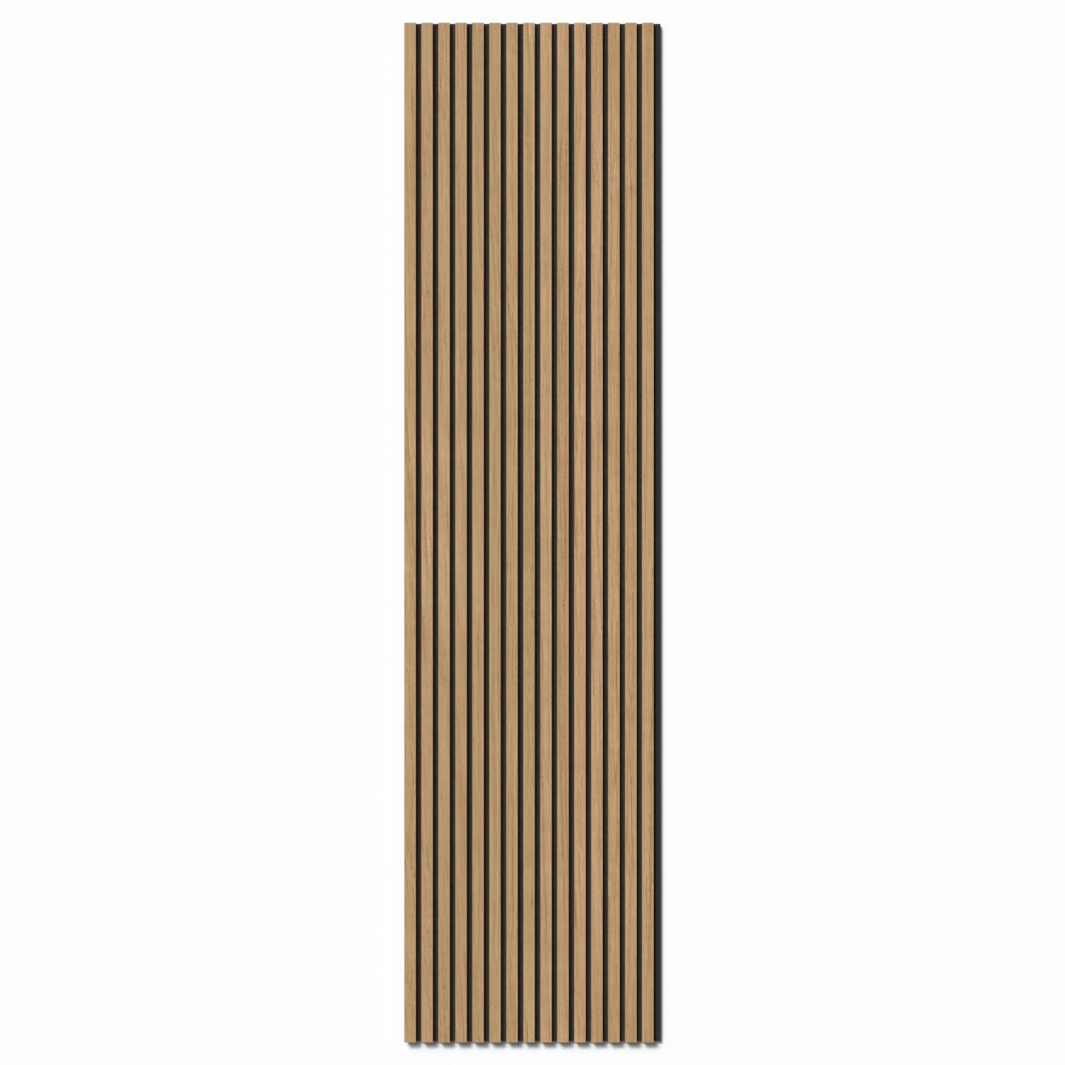 Akustikpaneel Eiche Natur, Wandpaneel mit Holzstreifen auf schwarzem Filz für bessere Raumakustik.