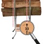 wolfcraft Sägebock SB 60 klappbar mit Holzscheiten und Detailansicht der Längenmarkierung.