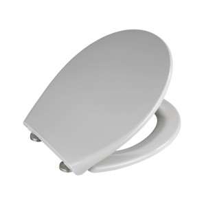 Wenko WC-Sitz Samos, Duroplast grau, mit Absenkautomatik und Edelstahl-Befestigung.