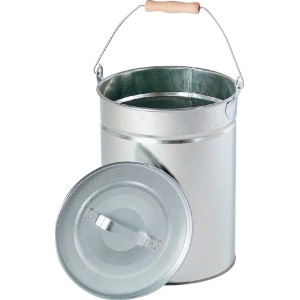 Firefix Ascheeimer 14L verzinkt mit Deckel und Holzgriff für Kamin- und Ofenzubehör.
