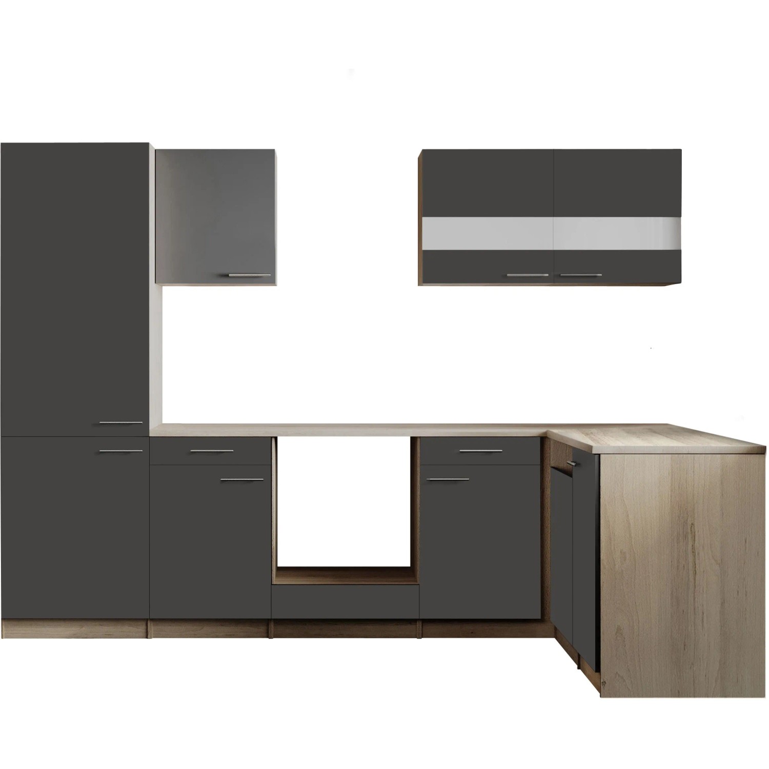 Respekta Winkelküche Merle 280 cm Grau ohne E-Geräte_2